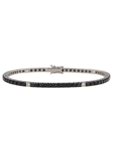 Bracciale Tennis Crieri Donna - Lucciole in Oro Bianco 18 Carati con Diamanti Bianchi e Diamanti Neri 4,50 ct - 0 2