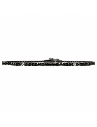 Crieri Tennis Bracelet - in 18K White Gold with 0.95 ct White Diamonds and Black Diamonds - 0
