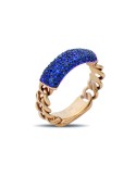 Buonocore Ring - 18K Rose Gold Groumette with 1.05 Carat Blue Sapphires - 0