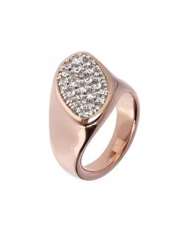 Bronzallure Ring Signet Pavè Diagonal for Women - 0