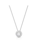 Lelune Diamonds Necklace - 18K White Gold with Round Pendant and 0.65 ct Natural Diamonds - 0