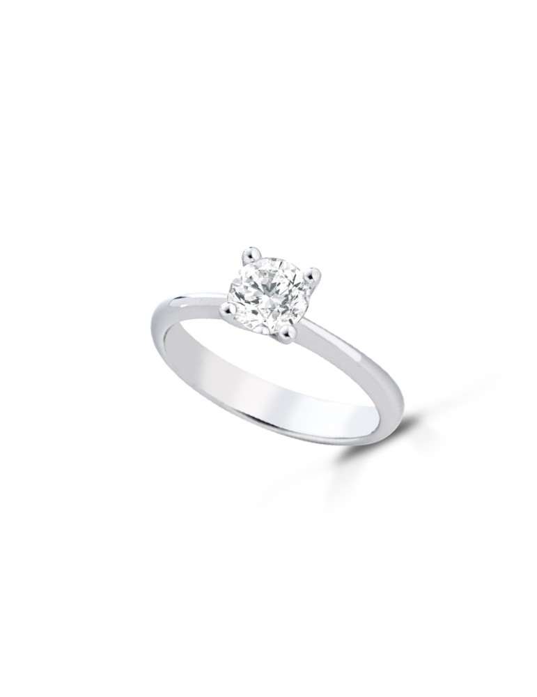 Lelune Diamonds Ring - 18K White Gold Solitaire with 0.50 Carat Natural Diamond - 0