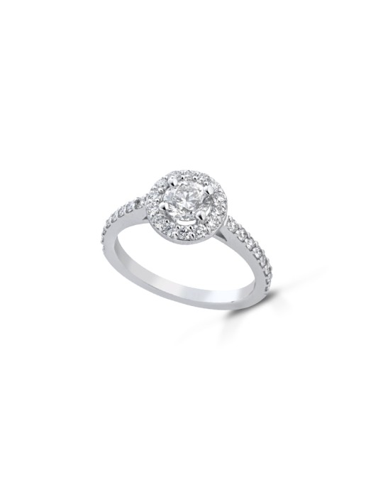 Anello Lelune Diamonds - Solitario in Oro Bianco 18 carati con Diamanti Naturali 0,90 carati - 0