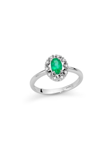Miluna Ring – 18-karat White Gold with Oval Emerald and Natural Diamonds - 0 2