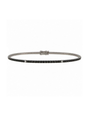 Bracciale Tennis Crieri - Lucciole in Oro Bianco 18 Carati con Diamanti Bianchi e Diamanti Neri 1,45 ct - 0