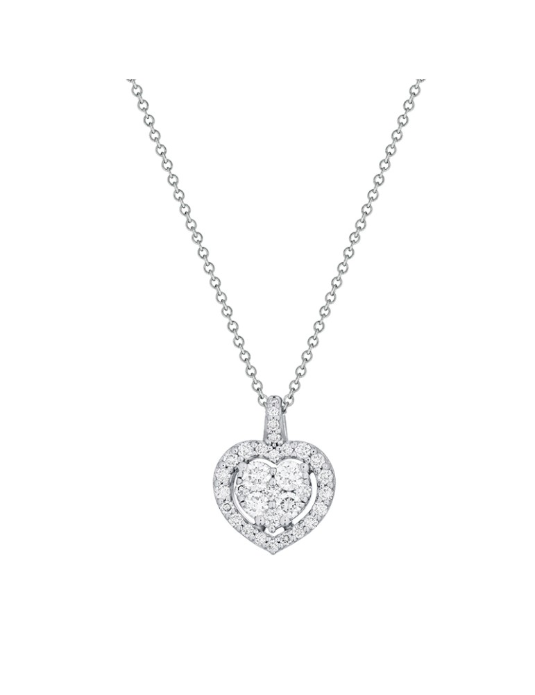 Buonocore "Hope" Necklace in 18k White Gold with Heart and 0.46 ct Natural Diamonds - 0