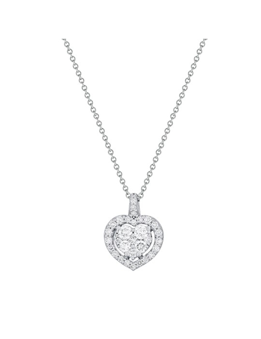 Buonocore "Hope" Necklace in 18k White Gold with Heart and 0.46 ct Natural Diamonds - 0