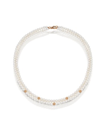 Lelune Young Necklace with Double-Strand Freshwater Cultured Pearls and 18-Karat Rose Gold Elements - 0