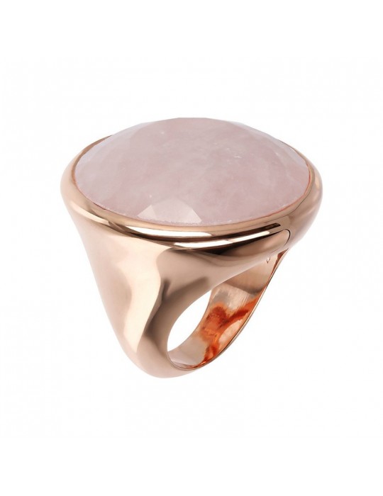Bronzallure Round Rose Quartz Ring for Women - 0 Bronzallure Round Rose Quartz Ring for Women - 0