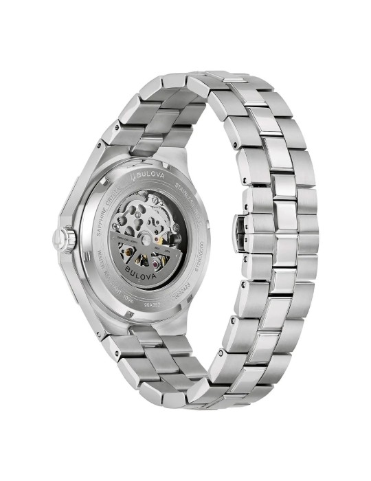 Bulova Watch - Octagon Prestige Automatic 42mm Blue Skeleton