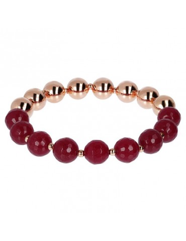 Bronzallure Stretch Variegata Bracelet with Plum Agate for Women - 0