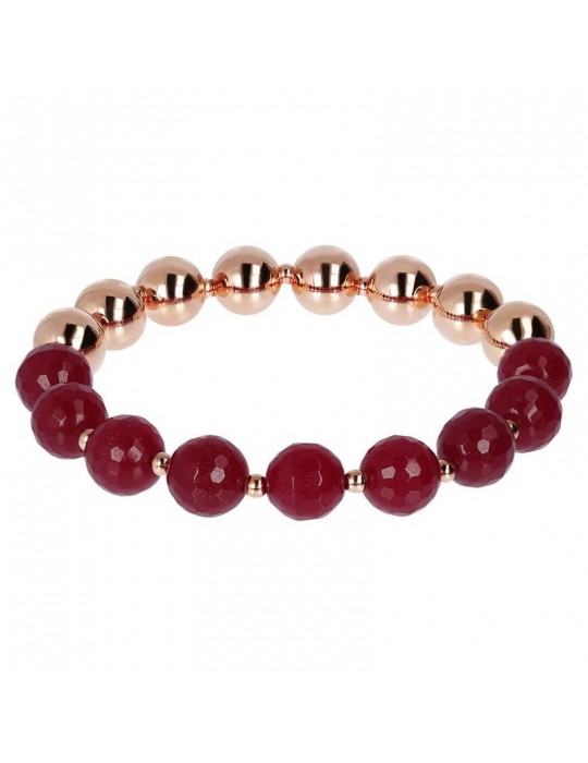 Bronzallure Stretch Variegata Bracelet with Plum Agate for Women - 0