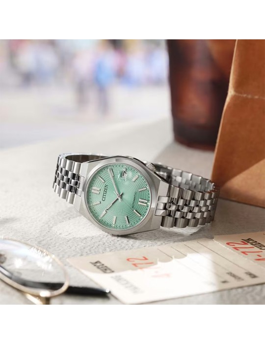 Orologio Citizen - Tsuyosa 60 - Automatico-37mm-Silver-Verde-NK003051X