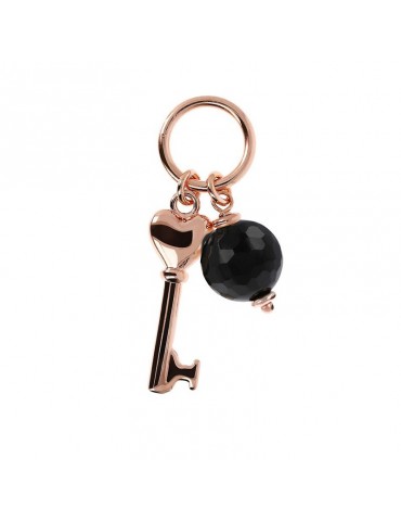 Bronzallure Key Pendant with Black Spinel for Women - 0