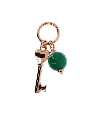 Bronzallure Key Pendant with Green Agate for Women - 0