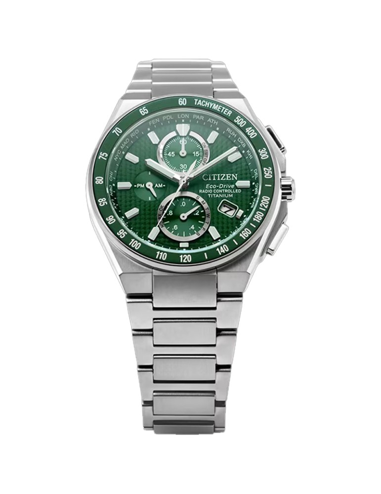 Orologio Citizen - Radiocontrollato - 40,5mm - Silver -Verde-AT839853X