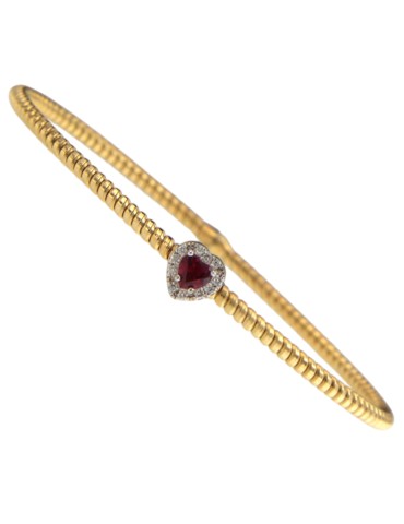 Bracciale Antorà - Memento in Oro Giallo 18 Carati con Diamanti e Cuore Rubino 0,28 ct - 0