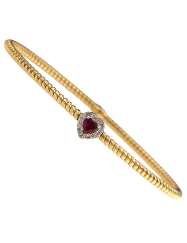 Bracciale Antorà - Memento in Oro Giallo 18 Carati con Diamanti e Cuore Rubino 0,28 ct - 0