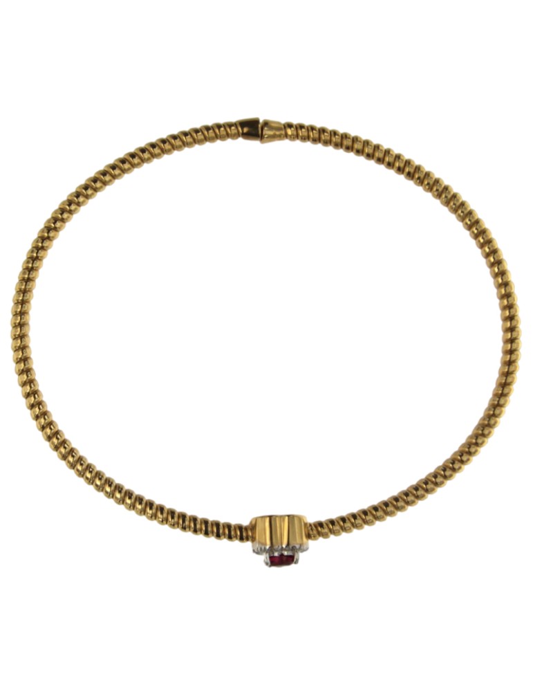 Bracciale Antorà - Memento in Oro Giallo 18 Carati con Diamanti e Cuore Rubino 0,28 ct - 0