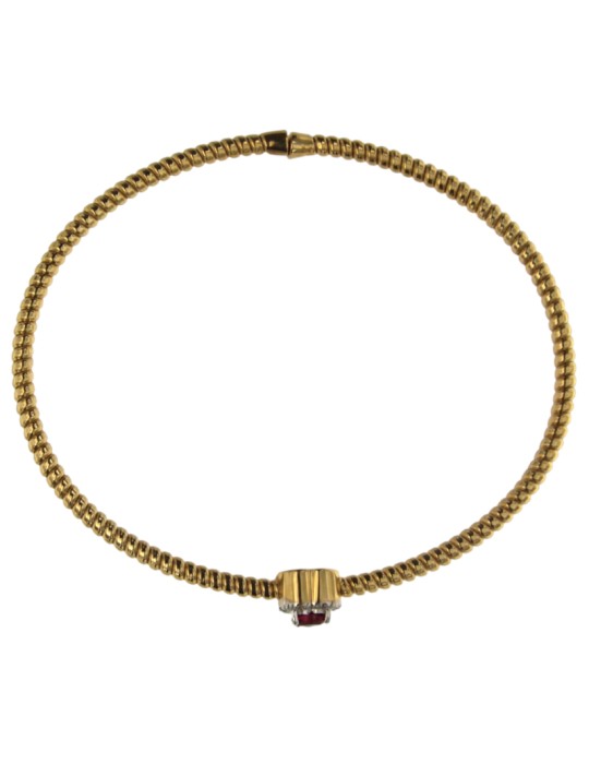 Bracciale Antorà - Memento in Oro Giallo 18 Carati con Diamanti e Cuore Rubino 0,28 ct - 0