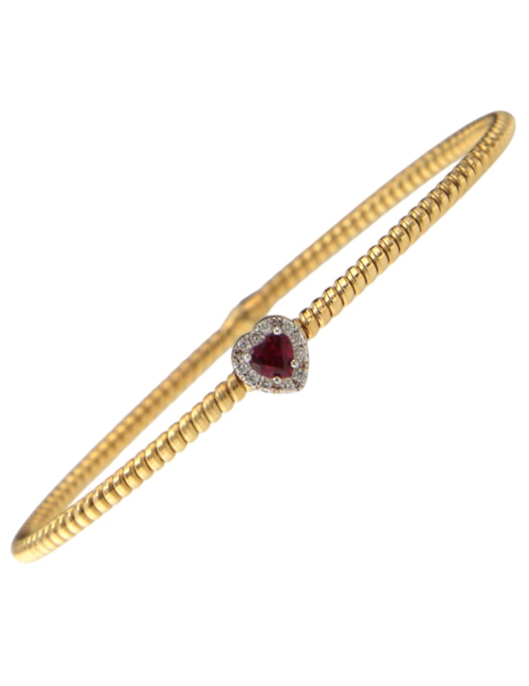 Bracciale Antorà - Memento in Oro Giallo 18 Carati con Diamanti e Cuore Rubino 0,28 ct - 0