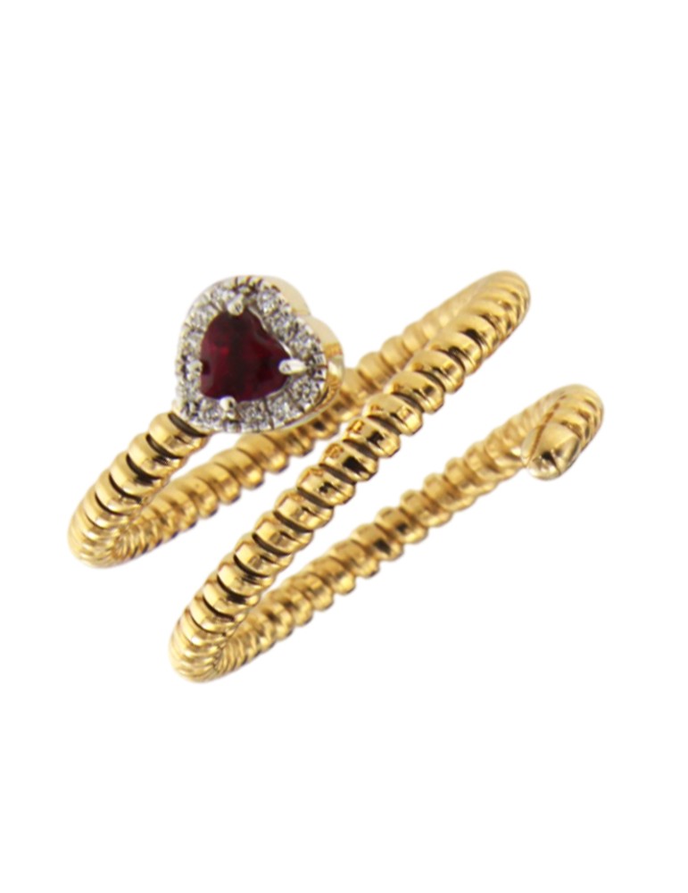 Antorà Ring – 18-Karat Yellow Gold with Ruby Heart and 0.12 ct Natural Diamonds - 0