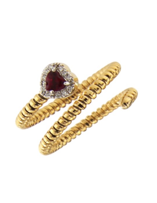 Antorà Ring – 18-Karat Yellow Gold with Ruby Heart and 0.12 ct Natural Diamonds - 0