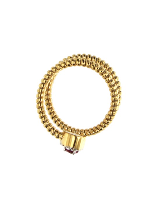Anello Antorà - in Oro Giallo 18 Carati con Cuore Rubino e Diamanti Naturali 0,12 ct - 0