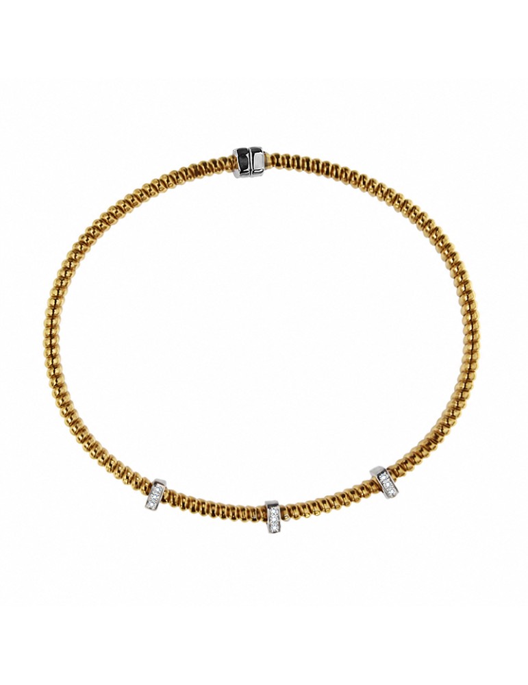 Antorà Memento Tubogas Bracelet in 18-Karat Yellow Gold with 0.21 ct Natural Diamonds - 0