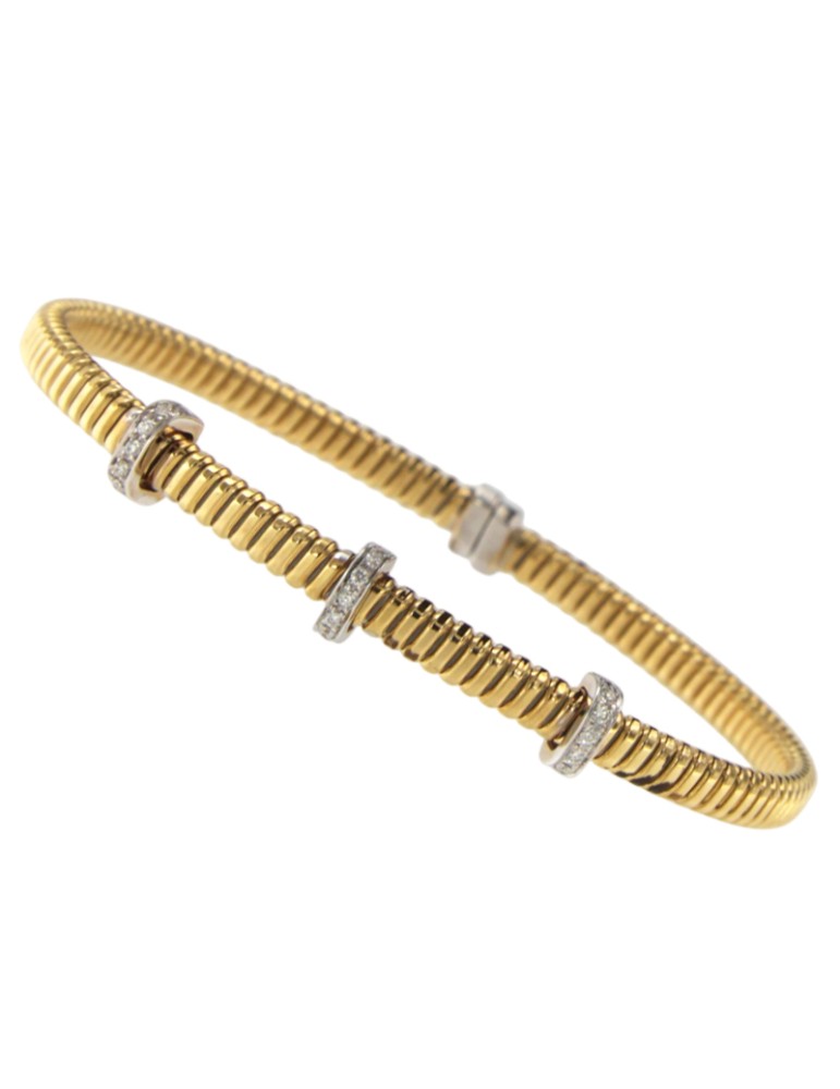 Bracciale Antorà - Memento Tubogas in Oro Giallo 18 Carati con Diamanti Naturali 0,21 ct - 0