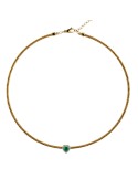 Collana Antorà - Memento in Oro Giallo 18 Carati con Cuore Smeraldo e Diamanti Naturali - 0