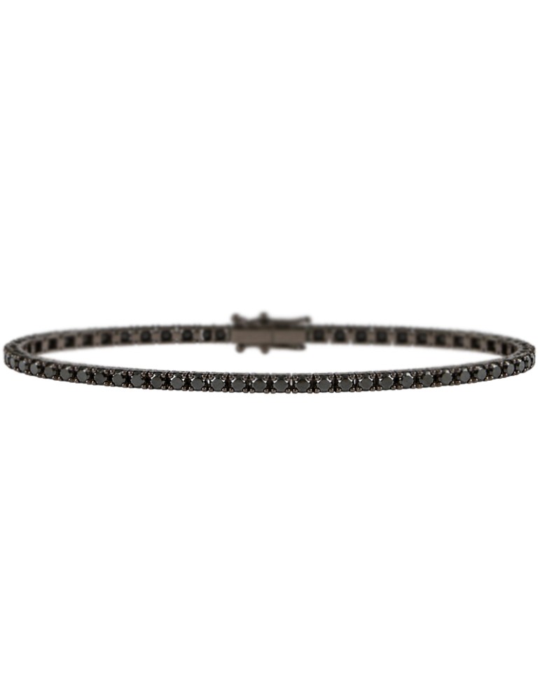 Bracciale Tennis Crieri - in Oro Brunito 18 Carati con Diamanti Neri 5,10 ct - 20 Centimetri - 0