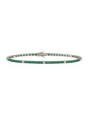 Bracciale Tennis Crieri - in Oro Bianco 18 Carati con Diamanti Naturali e Smeraldi Verdi 3,35 ct - 0