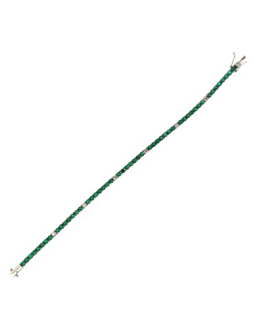 Crieri Tennis Bracelet – 18-Karat White Gold with Natural Diamonds and Green Emeralds (3.35 ct - 0 2