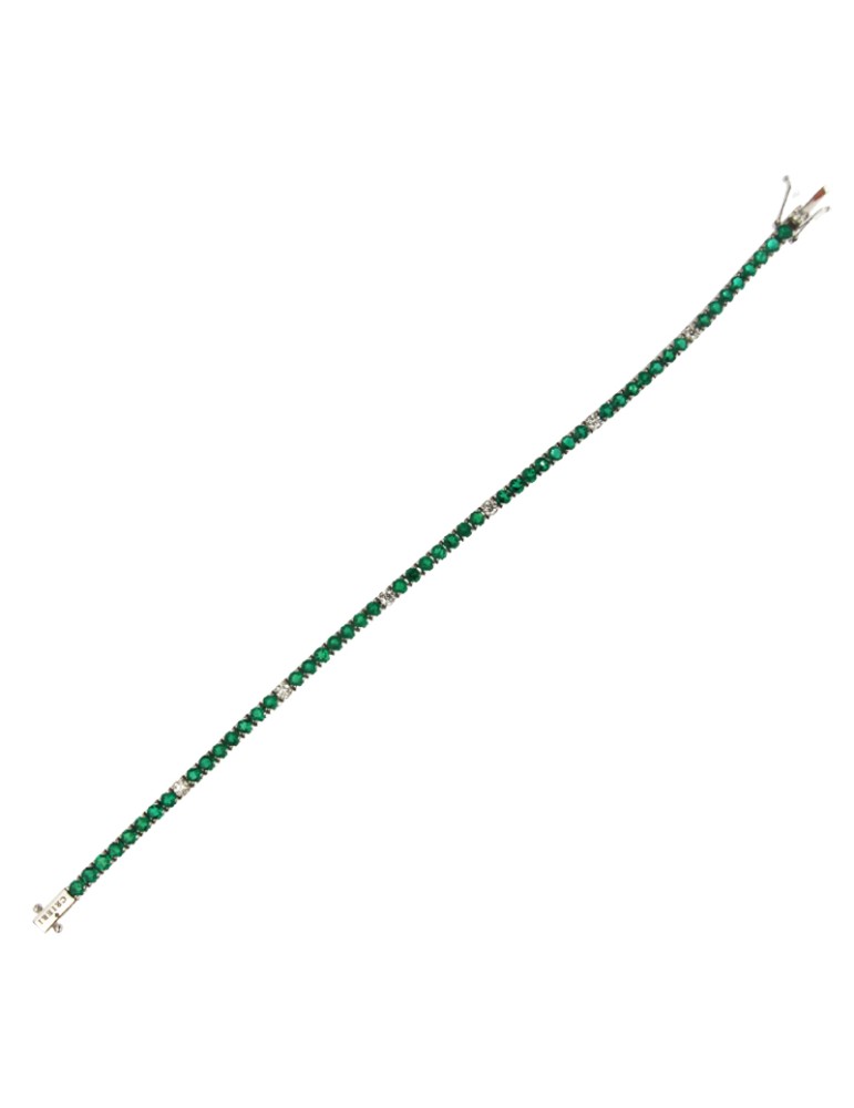 Crieri Tennis Bracelet – 18-Karat White Gold with Natural Diamonds and Green Emeralds (3.35 ct - 0