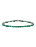 Crieri Tennis Bracelet – 18-Karat White Gold with Natural Diamonds and Green Emeralds (5.66 ct - 0