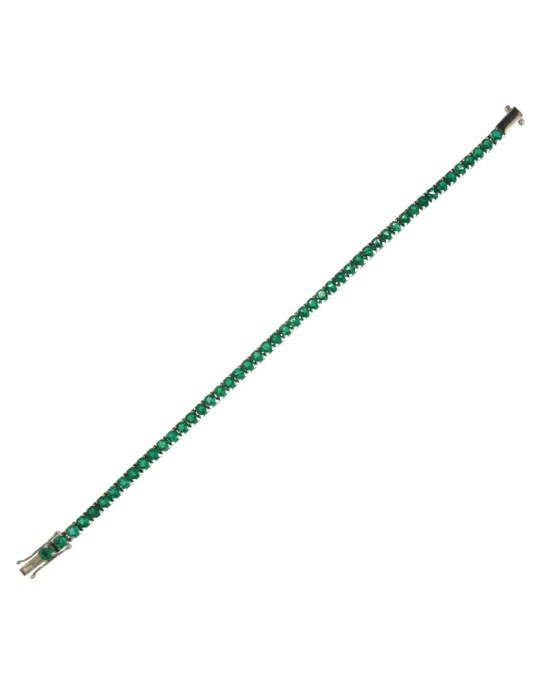 Crieri Tennis Bracelet – 18-Karat White Gold with Natural Diamonds and Green Emeralds (5.66 ct - 0