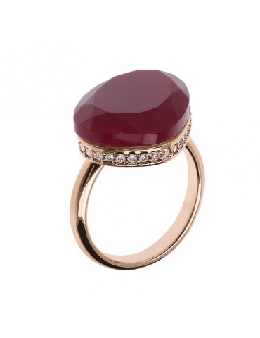 Anello Bronzallure Donna - Preziosa con Pietra Agata Rossa e Zirconi - 0