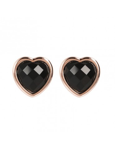 Bronzallure Lobo Heart Earrings Black Onyx for Women - 0