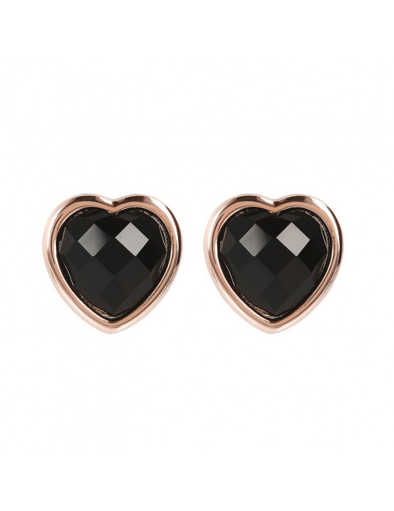 Bronzallure Lobo Heart Earrings Black Onyx for Women - 0