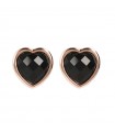 Bronzallure Lobe Heart Earrings Black Onyx for Woman
