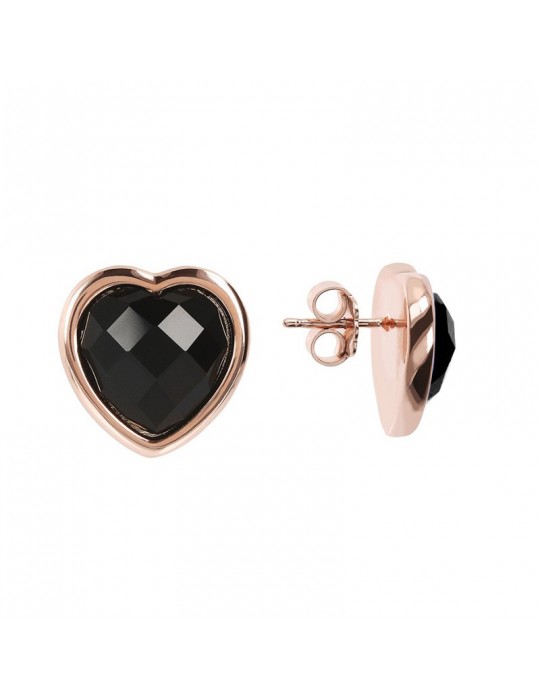 Bronzallure Lobo Heart Earrings Black Onyx for Women - 0