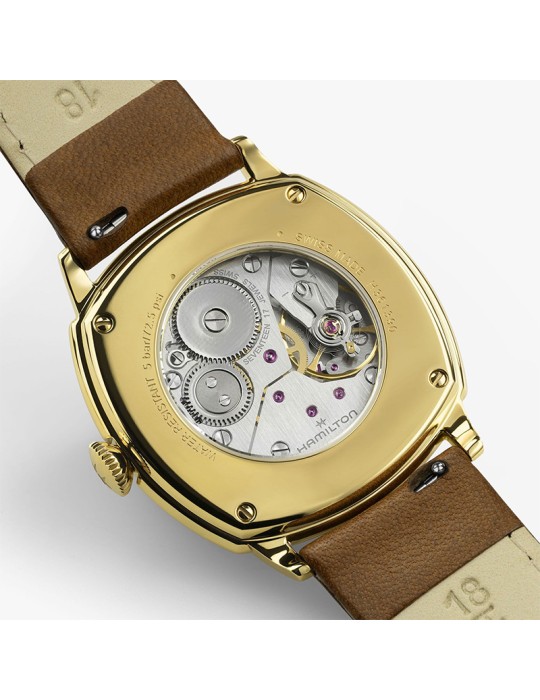 Orologio Hamilton - American Classic Cushion Mechanical 34mm Beige Dorato