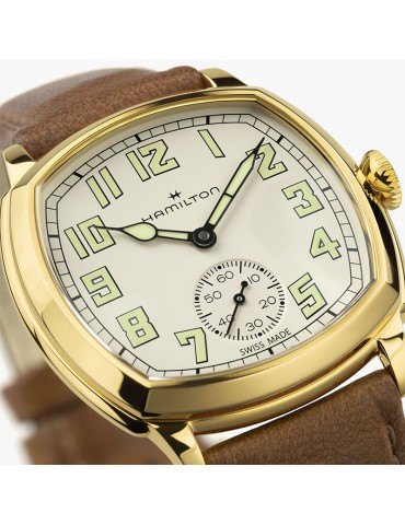 Orologio Hamilton - American Classic Cushion Mechanical 34mm Beige Dorato 2
