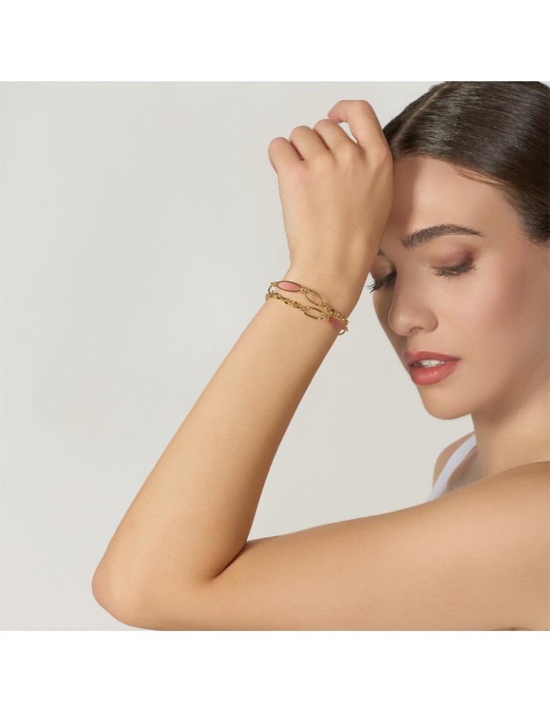 Bracciale Unoaerre-Joya-Bronzo Dorato-Occhio di Gatto Rosa-14EXB0184G