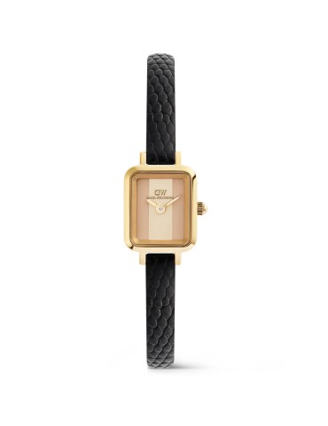 Daniel Wellington Women's Watch - Quadro Mini Black Lizard Conwy Gold 15.4x18.2mm Beige and Cream - 0