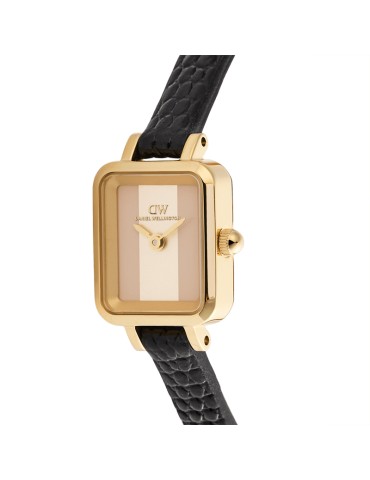Daniel Wellington Women's Watch - Quadro Mini Black Lizard Conwy Gold 15.4x18.2mm Beige and Cream - 0 2