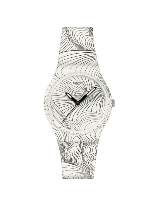 Swatch-Art Peace Hotel Curvilinear Watch-34mm-White and Black-GZ363