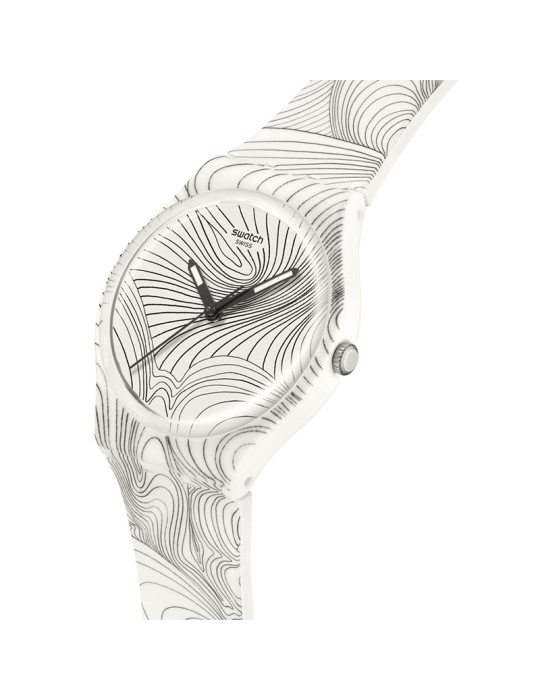 Swatch-Art Peace Hotel Curvilinear Watch-34mm-White and Black-GZ363
