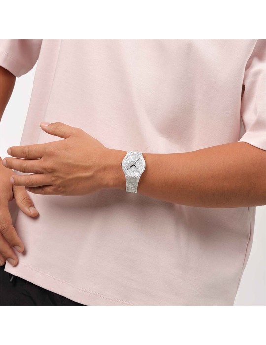 Swatch-Art Peace Hotel Curvilinear Watch-34mm-White and Black-GZ363